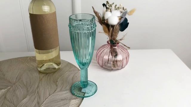 Бокал для шампанского КОНВЕССО, стекло, бирюзовый, 170 мл, YE7400120