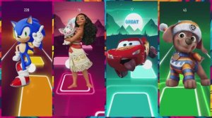 СОНИК против МОАНЫ и МАККУИНА! 😱 БЕЗУМНЫЙ УРОВЕНЬ 2 в Tiles Hop | Щенячий патруль vs Супергерои 🎶