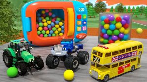 Учим цвета вместе с Трактором, Школьным автобусом и Дарлингтоном, выпрыгивающими из микроволновки