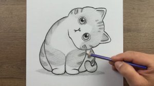 Как шаг за шагом нарисовать простую кошку карандашом, пошаговый урок рисования
