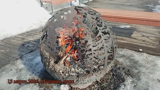 Костер на снегу. Мытищи, парк
