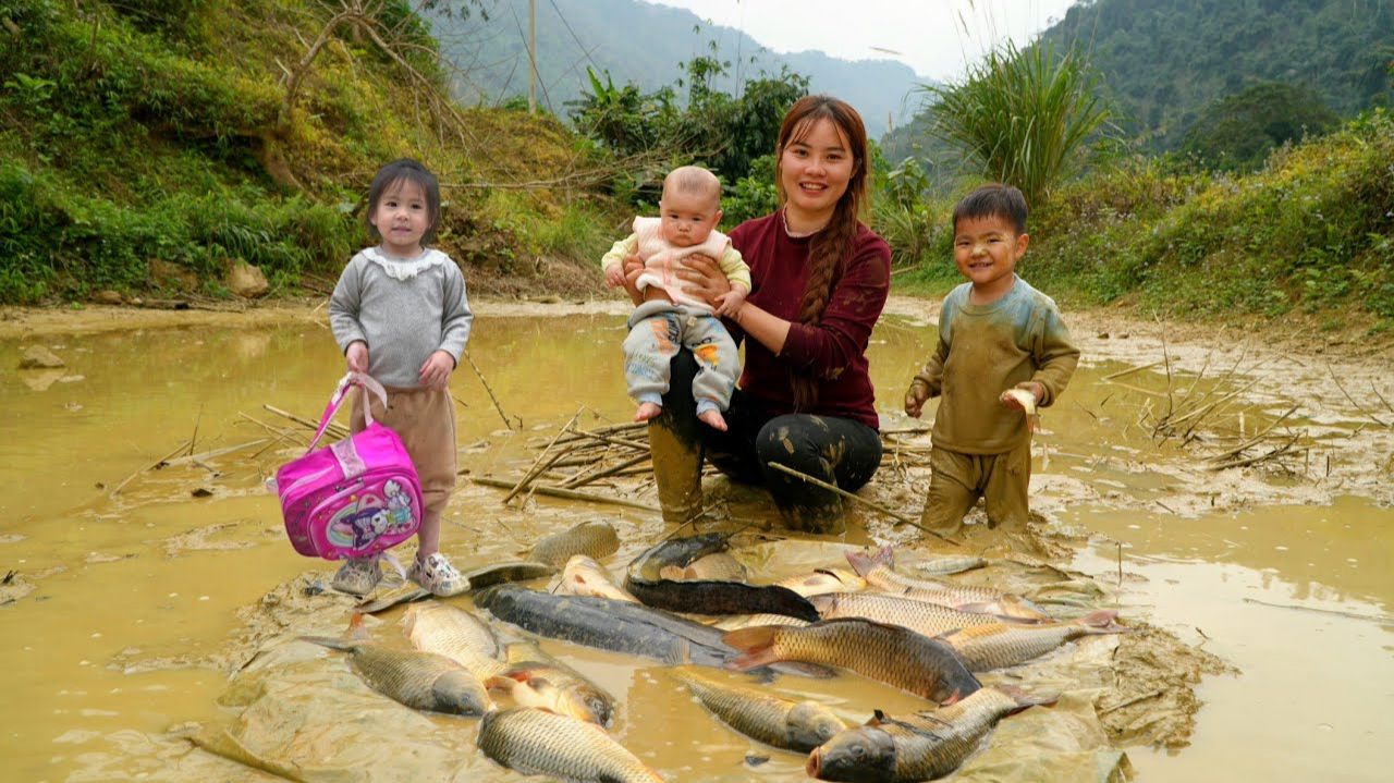 Сбор рыбы в пруду для продажи. Забираем брошенного ребенка, чтобы сообщить о нем в органы опеки.