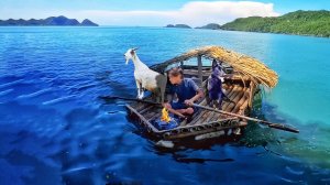 Выживание на плоту из мусора с собакой Часть 3: Рыболовная сеть, крабы и приготовление морепродуктов