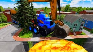 Эпический побег из гигантского монстр-трака против машин и Молнии в BeamNG Drive