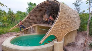 Самый красивый бамбуковый дом построенный вручную.