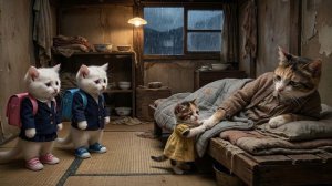 Бедная кошечка продает самодельных плюшевых мишек, чтобы спасти свою больную кошку-маму 🐱🧸💔