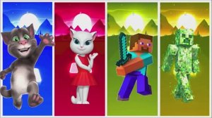 Говорящий Том против Стива из Майнкрафт! 🐈⛏️ Coffin Dance Battle: Анджела и Крипер | Tiles Hop #54