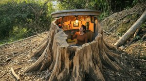 Строю секретное подземное убежище, замаскированное под пень дерева. Бушкрафт