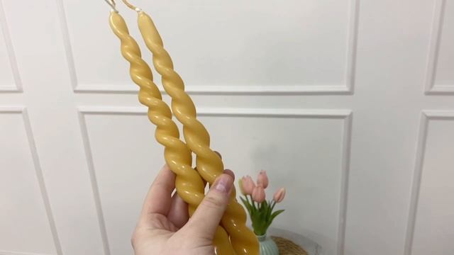 Набор витых свечей КОНТОРТО, парафин, жёлтый, 25 см, 2 шт., ACC703190-2