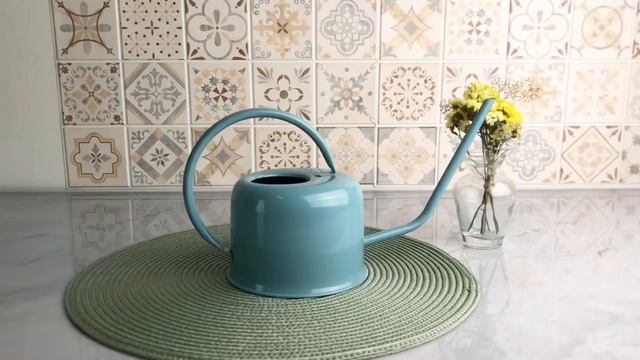 Лейка для комнатных растений "Я САДОВНИКОМ РОДИЛСЯ", металл, голубая, 1 л, A12405370-3