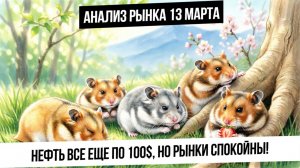 Анализ рынка 13 марта. Нефть по 100$. Рынки стабильны! Серебро и золото пойдут в отскок?
