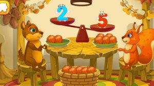 Детский мультфильм, который учит и развлекает, считаем орешки.