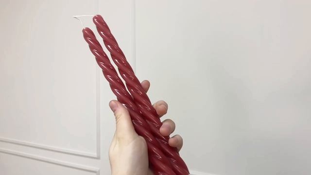 Набор витых свечей КОНТОРТО, парафин, красный, 25 см, 2 шт., ACC703190-1