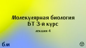 Молекулярная биология(БТ), 4 лекция, Пупов Д.В., 5.03.2026