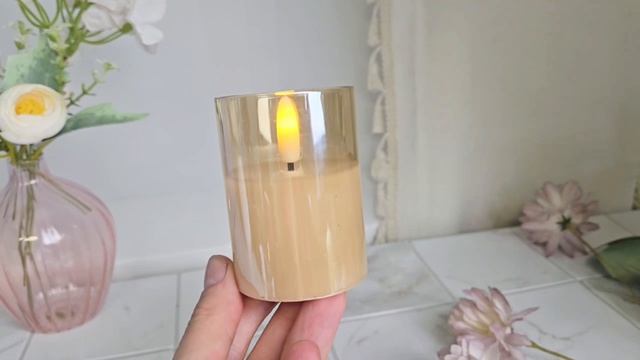 Светодиодная восковая свеча ВЭР ДЕ ЛЮМЬЕР в стеклянном стакане, янтарная, AX5439100