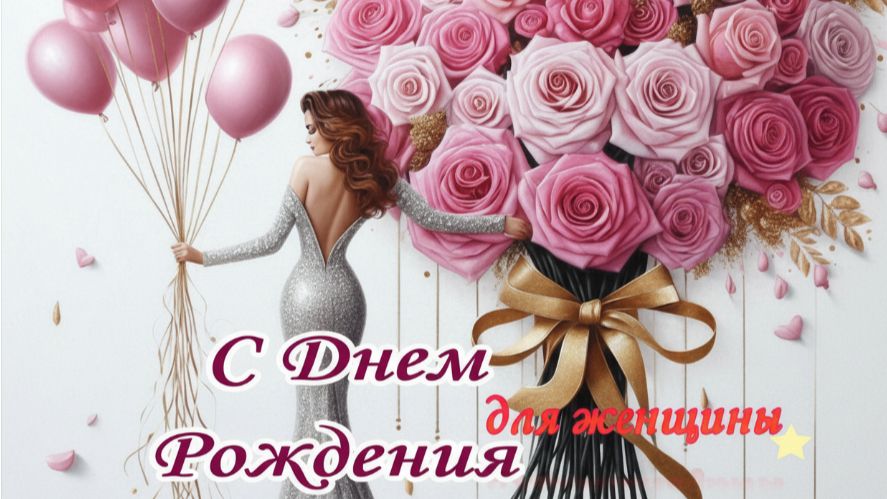 Поздравление с днем рождения женщине нежное красивое 🎉🌹