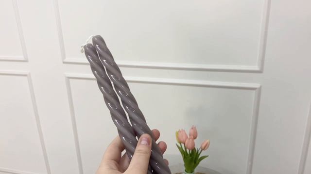 Набор витых свечей КОНТОРТО, парафин, серый, 25 см, 2 шт., ACC703190-4