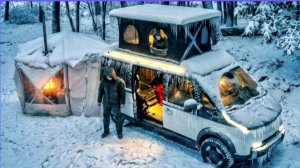 Ночевка в  70-сантиметровой снежной бури на автодоме Kia PV5.