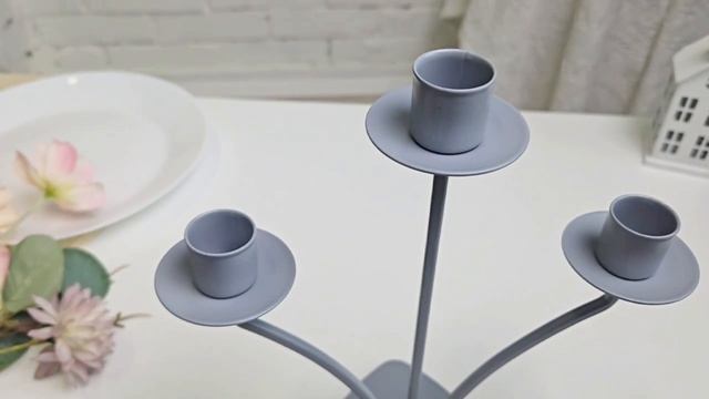 Декоративный подсвечник-канделябр КАНТИГО, металл, графитовый, 26х10 см, 962021