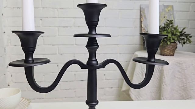 Канделябр ЭТРУА на 3 свечи, металл, чёрный, 30 см, A67102410-1