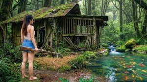 Строю домик в лесу и готовлю ужин на костре. Виживание в природе. Бушкрафт