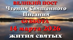 Евангелие дня 14 МАРТА 2026 с толкованием.  Апостол дня.  Жития Святых.