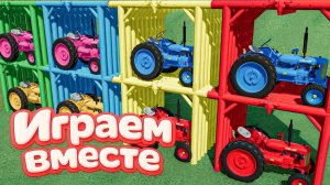 МУЛЬТИКИ ДЛЯ ДЕТЕЙ ПРО РАЗНОЦВЕТНЫЕ МАШИНКИ И ТРАКТОРЫ НА ФЕРМА 🏡 ГОНКИ МАШИНОК НА ФЕРМЕ Ч.25