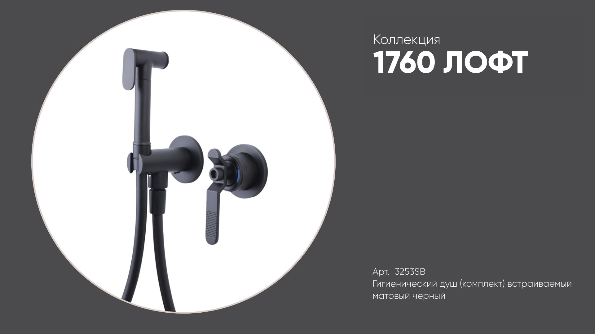 Гигиенический душ (комплект) встраиваемый 3253SB 1760 ЛОФТ Bronze de Luxe, черный матовый смотреть онлайн