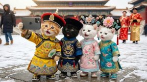 Миниатюрные котята в королевском ханьфу в Запретном городе 🐾👑🏯