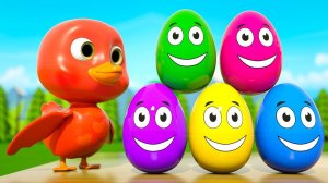 Разноцветные яйца-сюрпризы - Песенка про 5 маленьких утят - многое другое - Детские стишки и песенки