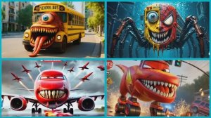 АВТОБУС МОНСТР 🚌 ПОЖИРАТЕЛЬ 🆚 ЗАРАЖЕННОЕ НЕБО 🆚 МАККУИН ДИНОЗАВР ЕХЕ — ПЛИТКИ ХОП БИТВА