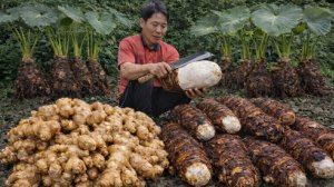 Большой урожай Таро. Готовлю блюда из дикорастущего Таро и несу на рынок продавать.Жизнь во Вьетнаме