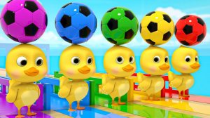 Пять маленьких утят играют в футбол с мячом - Детские песни для малышей - Мультик для детей