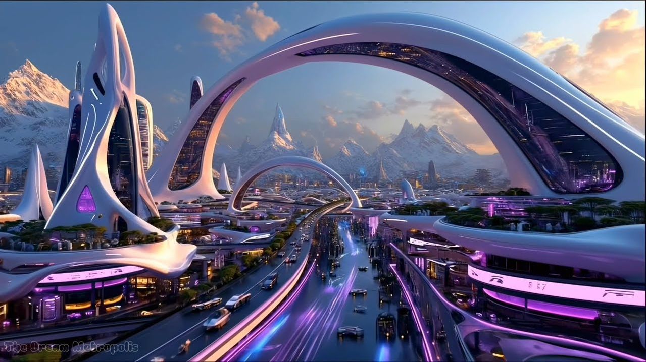 Future City 2150: Flying Cars, Sky Towers & Neon Gardens Sci Fi смотреть онлайн