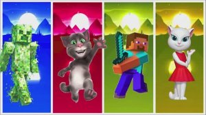 Стив против Крипера и Говорящего Тома! ⛏️🐱 Coffin Dance Battle: Анджела в Tiles Hop #55