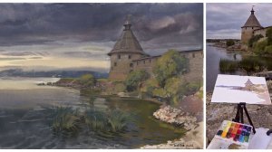 20250913 Орешек. Пленэрный этюд гуашь