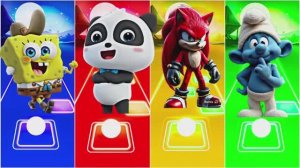 ГУБКА БОБ 🧽 🆚 МАЛЫШ ПАНДА 🐼 🆚 НАКЛЗ 🔴 🆚 СМУРФИК 🔵 КТО ПОБЕДИТ? — ПЛИТКИ ХОП БИТВА