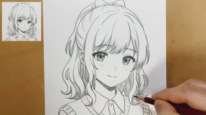 Рисование красивой аниме-девушки ✍️ Простой процесс создания аниме-рисунка (1)
