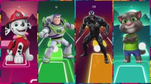 ЩЕНЯЧИЙ ПАТРУЛЬ против ВЕНОМА и ТОМА! 😱 БЕЗУМНЫЙ УРОВЕНЬ 12 в Tiles Hop | Базз Лайтер vs Герои 🎶🔥