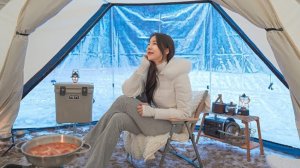 Снег и экстремальный холод. Мы с собачкой решили устроить кемпинг.