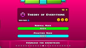 Играю в geometry Dash  уровень theory of everything с 3 монетками