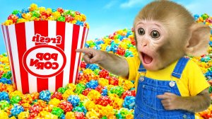 Мистер обезьянка кушает попкорн мультик. Видео про обезьянку. Мультики для детей