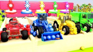 Учим цвета с помощью монстр-траков - Анимированная раскраска с грузовиками для детей детские песенки