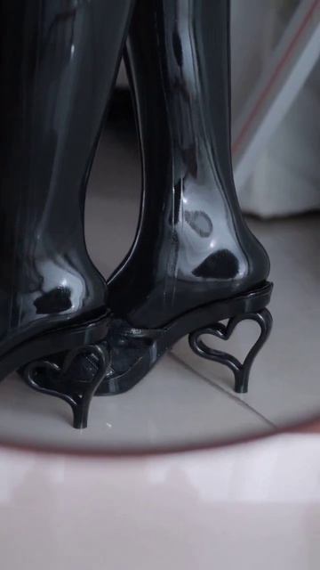 Latex Legs and heart heels