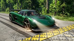 BeamNG Drive - Массивная авария с использованием шипованной ленты и столкновения автомобилей