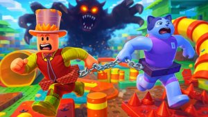 СВЯЗАННЫЕ одной ЦЕПЬЮ над ПРОПАСТЬЮ в РОБЛОКС! Выживание в обби только вдвоем!