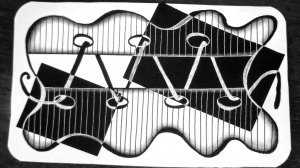 Черно-белая клякса Зентангл