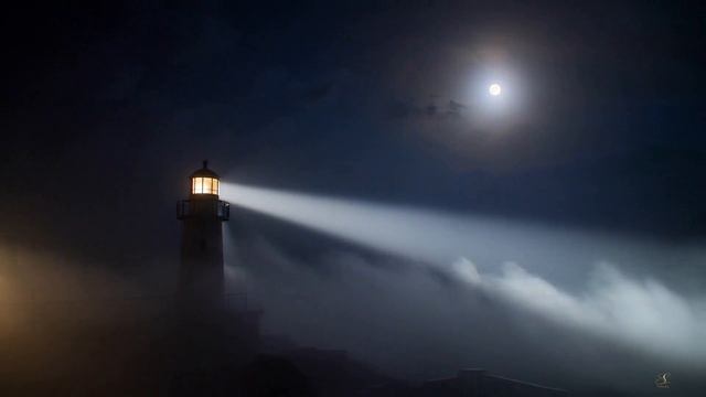 Одинокий маяк в ночной темноте