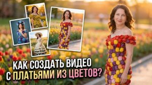 Создание видео в нейросетях - платья из цветов