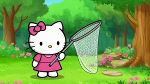 Хэллоу Китти ловит бабочку